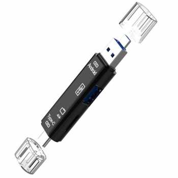 Gambar produk Natrberg Card Reader 6in1 USB 2.0 Micro Type C OTG MicroSD Card USB - D-188