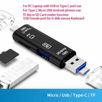 Gambar produk Natrberg Card Reader 6in1 USB 2.0 Micro Type C OTG MicroSD Card USB - D-188