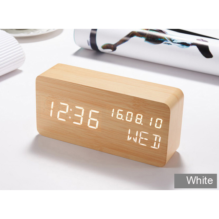 Lovin Jam Weker Alarm Motif Kayu Digital Voice Control TX602 Yellow