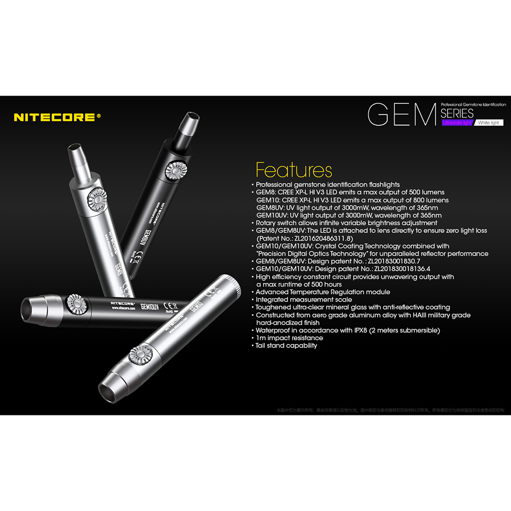 Gambar produk Nitecore GEM10UV Senter Indentifikasi Batu Mulia Gemstone Ultraviolet