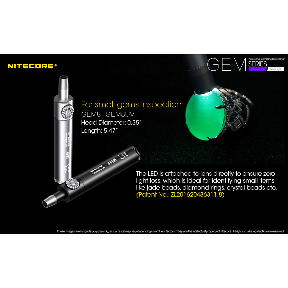 Gambar produk NITECORE Senter Indentifikasi Batu Mulia UV XP-L HI V3 IPX8 500 Lumens - GEM8