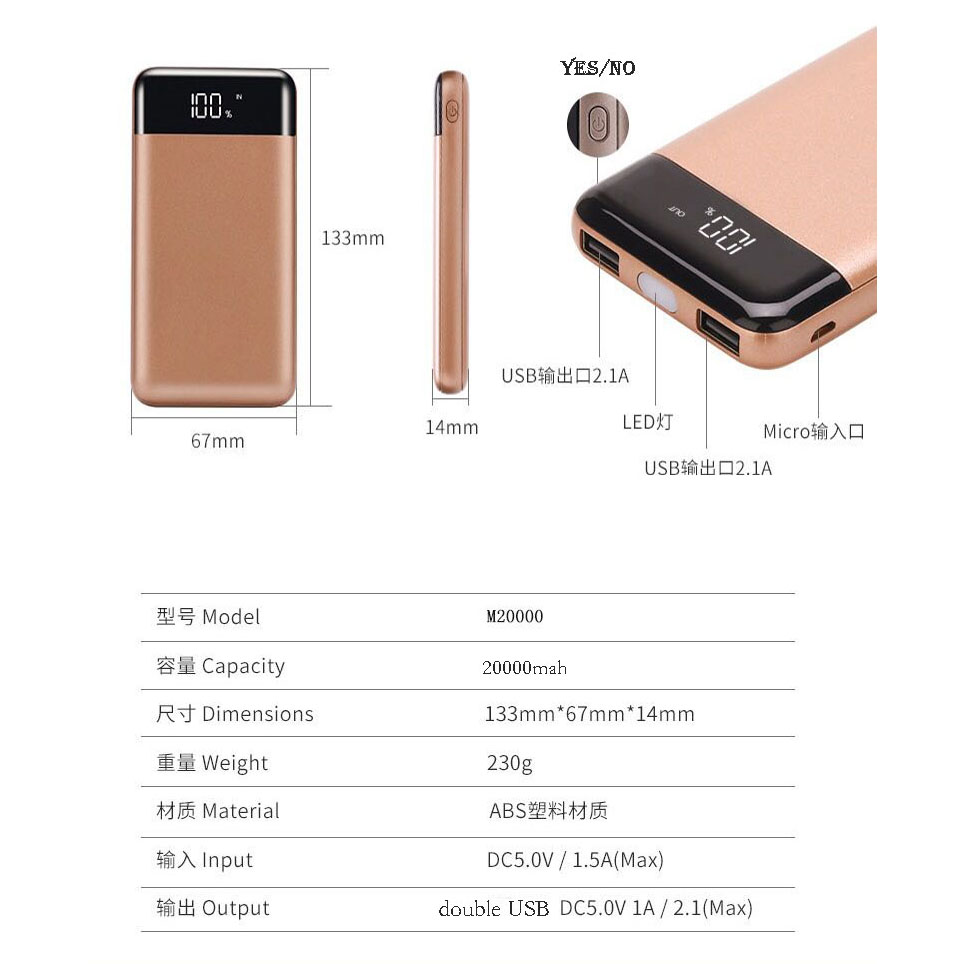 Trustfire Power Bank Quick Charge 2 Port 20000mAh + LED Flash - M200 Gambar produk Trustfire Power Bank Quick Charge 2 Port 20000mAh + LED Flash - M200 - 1