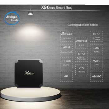 X96 Mini Smart TV Box 4K Android 7.1 RAM DDR3 2GB + Internal 16GB - Black - 1
