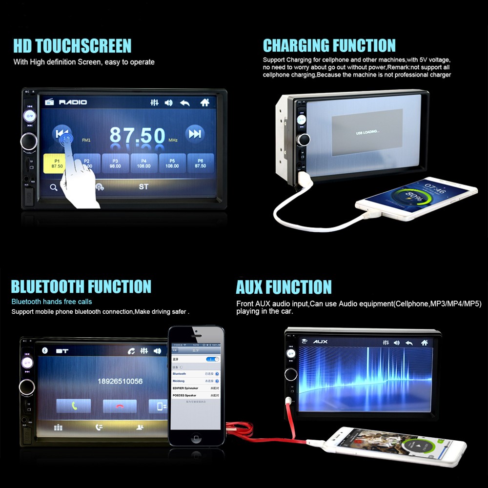 Taffware Head Unit Tape Mobil 2 DIN Bluetooth Touch Screen ISO 7 Inch - 7010B Gambar produk Taffware Head Unit Tape Mobil 2 DIN Bluetooth Touch Screen ISO 7 Inch - 7010B - 2