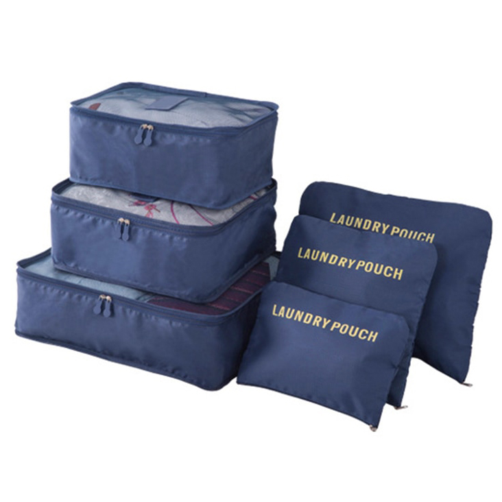 Tas Travel Bag Laundry Organizer Packing Cubes Multi Size 6 PCS Navy