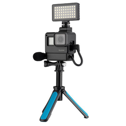 Telesin Protective FrameCase Light Kit+Mic GoPro Hero 5/6/7 GP-VSS-001 Gambar produk Telesin Protective FrameCase Light Kit+Mic GoPro Hero 5/6/7 GP-VSS-001