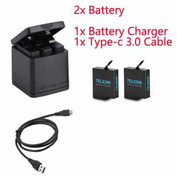 Gambar produk TELESIN Charger Baterai 3 Slot 2xBattery GoPro Hero 5/6/7 - GP-BnC-502