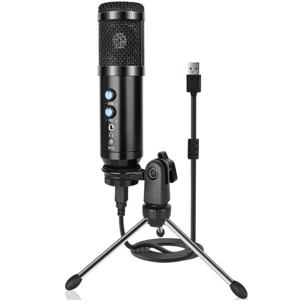 TaffSTUDIO Tech Microphone Condenser USB Mikrofon with Stand UD900FX Black