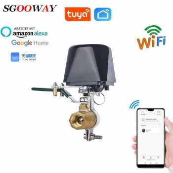 Saklar & Stop Kontak Listrik - Tuya Pengatur Gas Pintar Smart WiFi Control Water Valve Gas Controller - Black