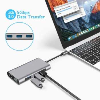 Gambar produk EASYIDEA USB Type C Hub 10 in 1 HDMI VGA USB 3.0 LAN RJ45 Card Reader - VD76