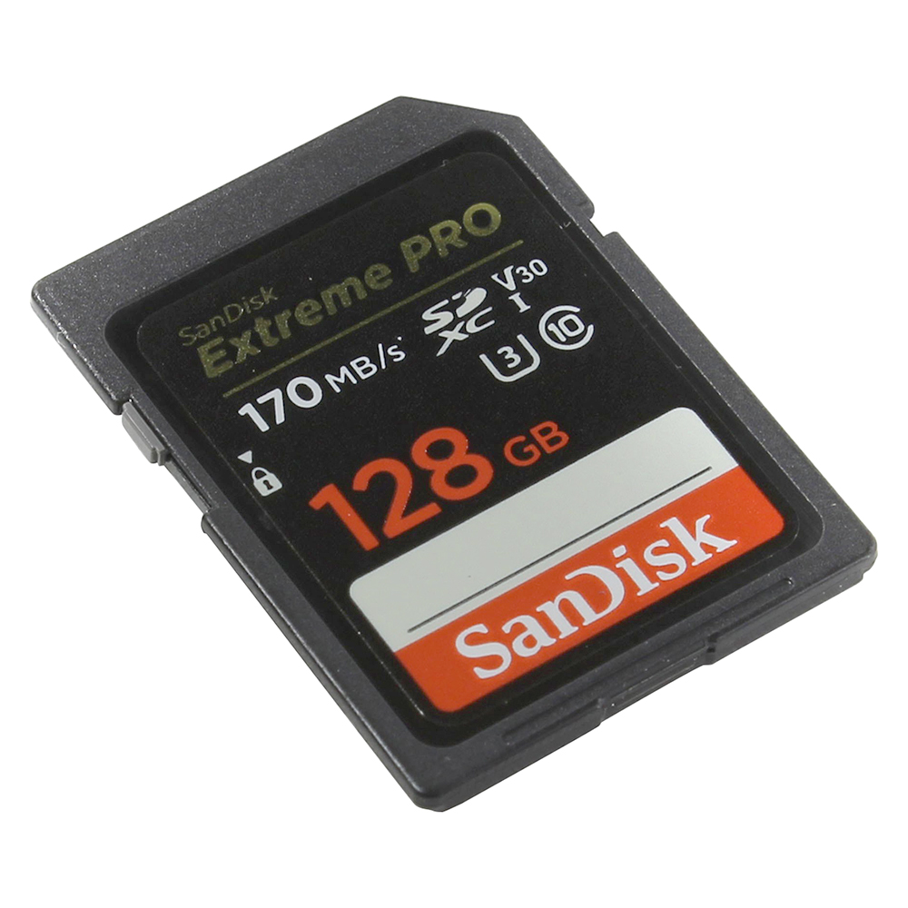SanDisk Extreme Pro SDXC Card UHSI U3 V30 Class 10 4K (170MB/s) 128GB