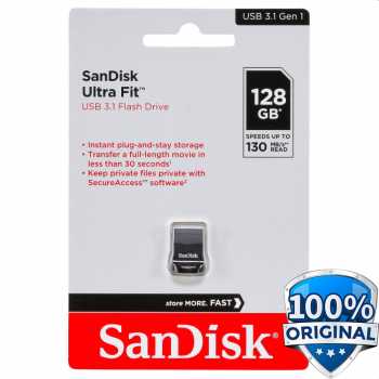 SanDisk Ultra Fit Flashdisk USB 3.1 Gen 1 128GB - SDCZ430 - Black