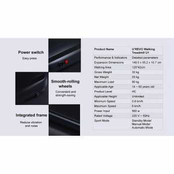 Gambar produk Urevo U1 WalkingPad Ultra Thin Smart LED Treadmill Machine