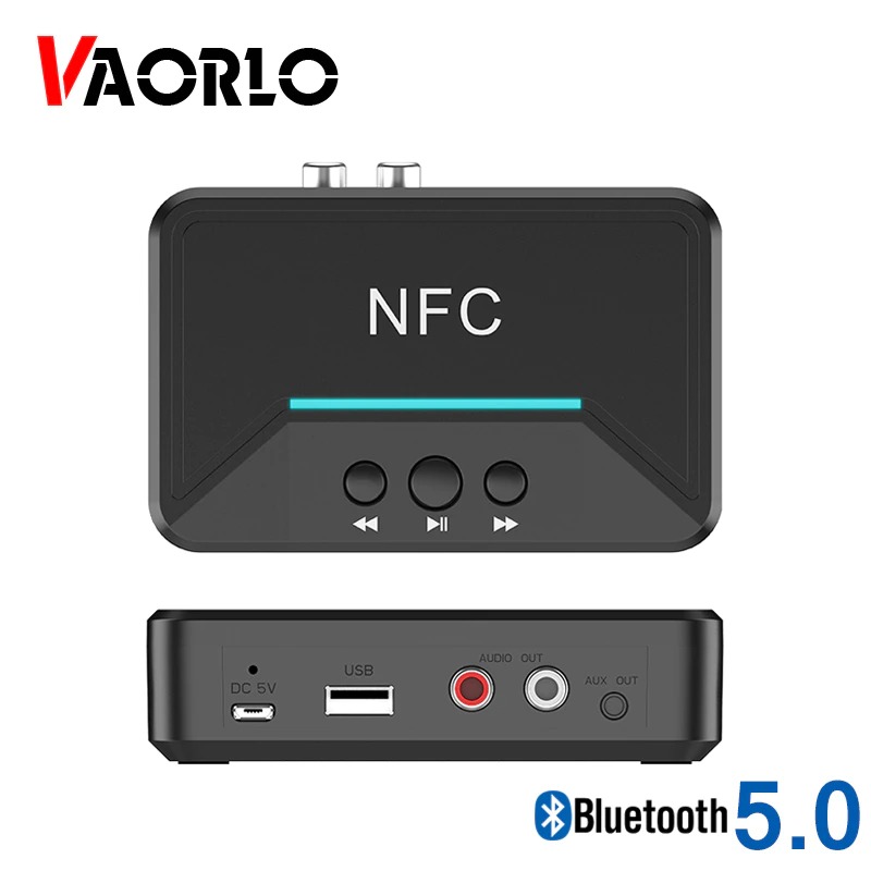 VAORLO Audio Bluetooth 5.0 Receiver NFC Stereo Car Kit Speaker BT200 Black