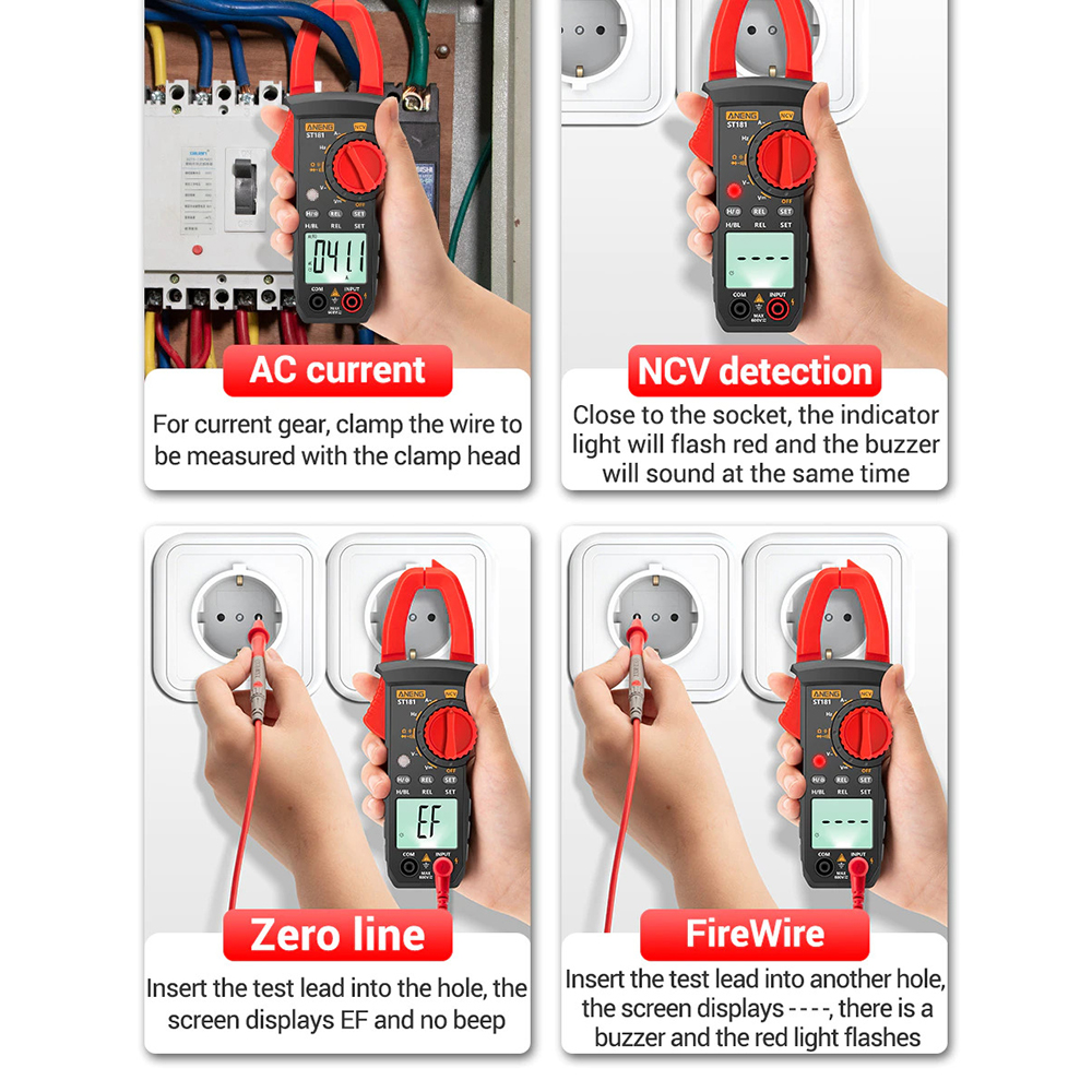 Gambar produk ANENG Digital Multimeter Voltage Tester Clamp Meter AC/DC NCV Tester - ST181