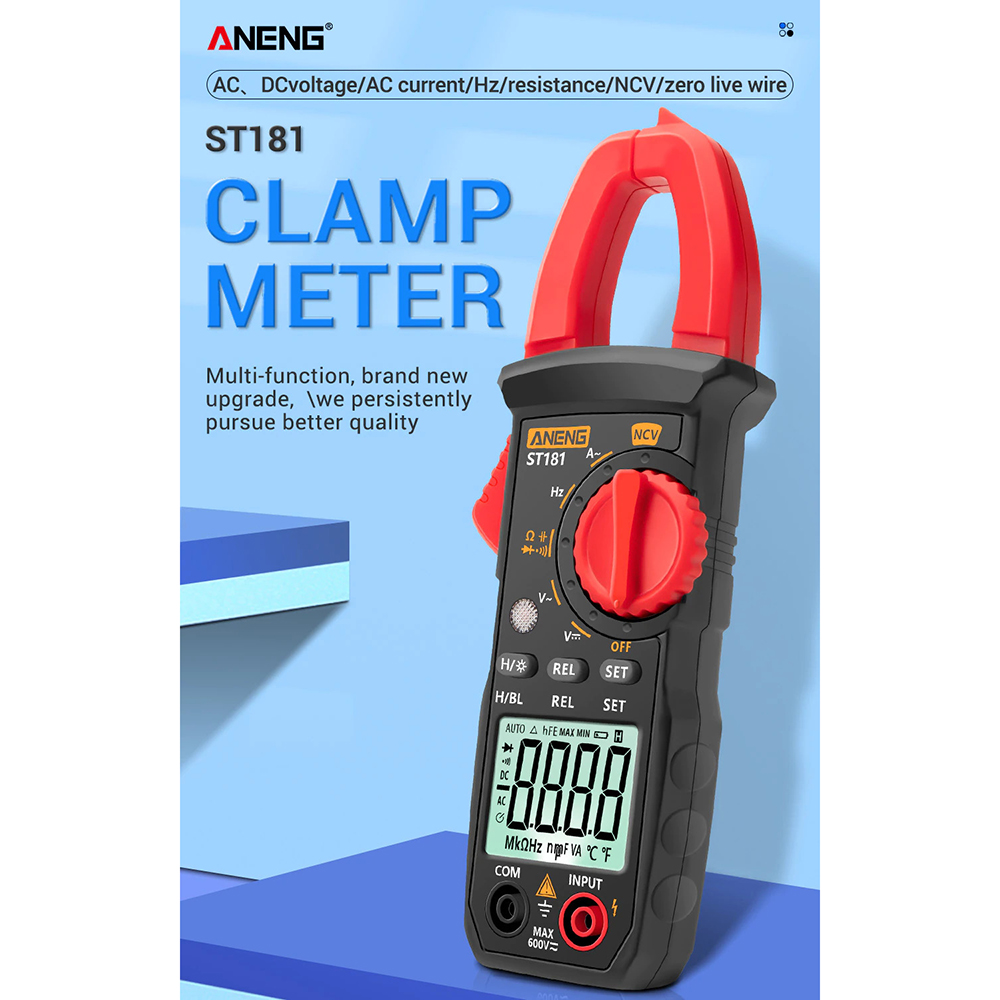 Gambar produk ANENG Digital Multimeter Voltage Tester Clamp Meter AC/DC NCV Tester - ST181