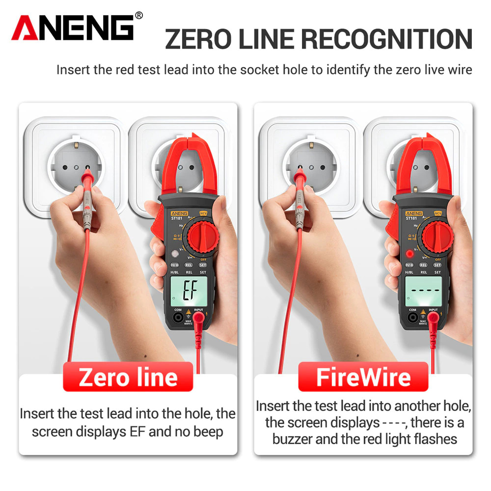 Gambar produk ANENG Digital Multimeter Voltage Tester Clamp Meter AC/DC NCV Tester - ST181