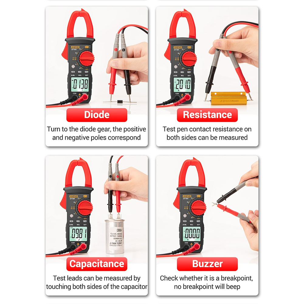 Gambar produk ANENG Digital Multimeter Voltage Tester Clamp Meter AC/DC NCV Tester - ST181