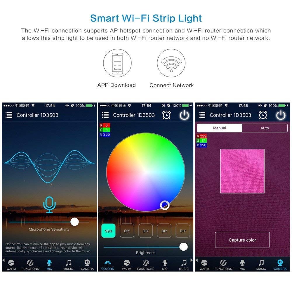 Duoco Lampu LED Strip Flexible RGB 2835 5M with Smart App + Remote
