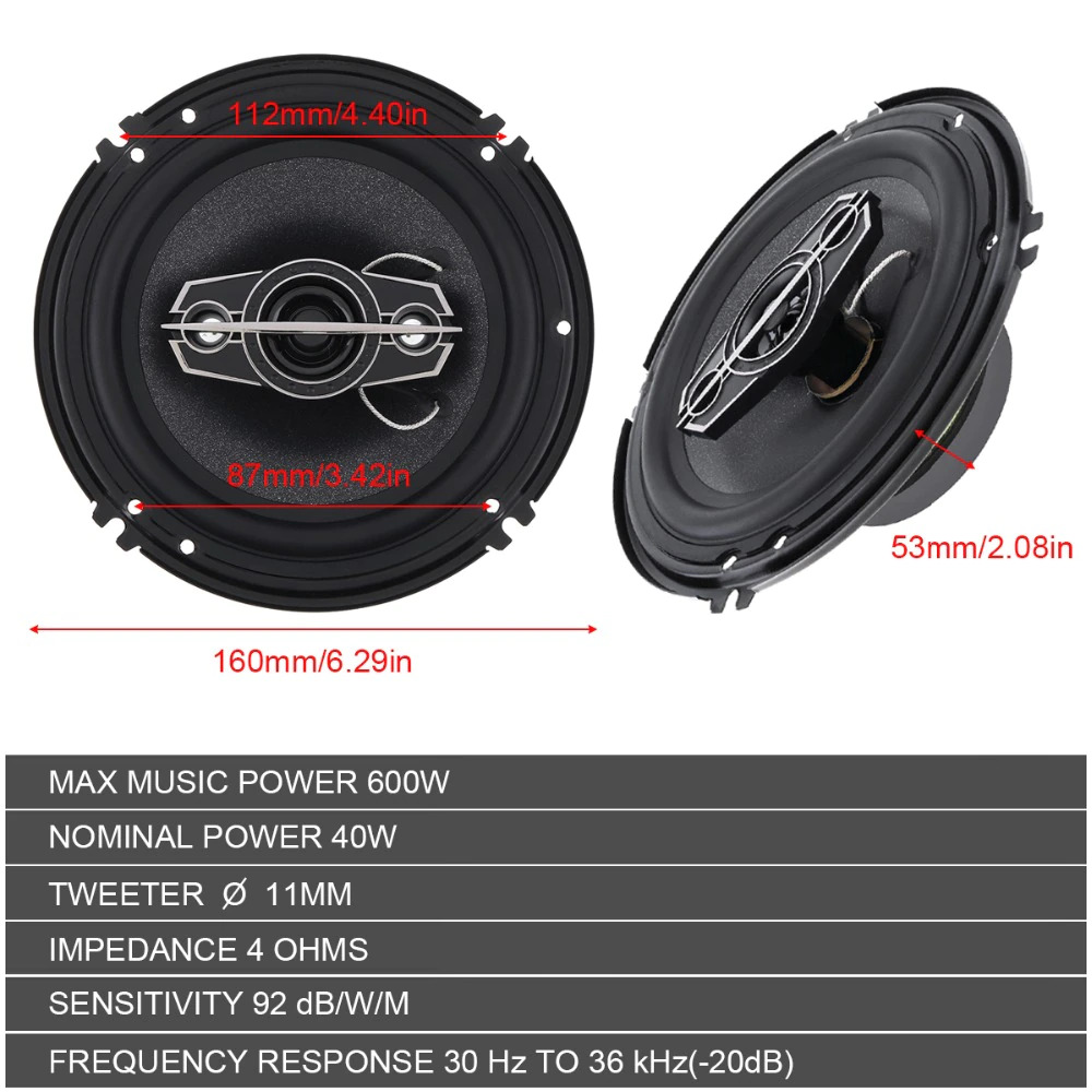 Gambar produk Yiyelang Speaker Mobil Coaxial HiFi 4 Way 6 Inch 600 W 2 PCS - YL-1698B