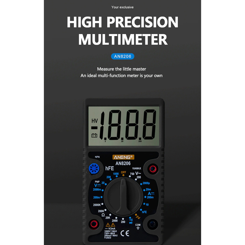 ANENG Digital Multimeter Voltage Tester Large Screen Display - AN8206 Gambar produk ANENG Digital Multimeter Voltage Tester Large Screen Display - AN8206 - 5