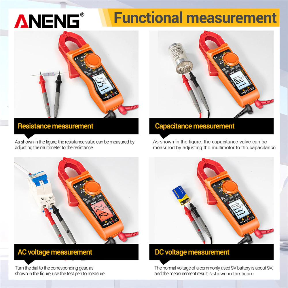 ANENG Digital Multimeter Voltage Tester Clamp - ST185 Gambar produk ANENG Digital Multimeter Voltage Tester Clamp - ST185 - 5
