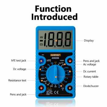 Gambar produk ANENG Digital Multimeter Voltage Tester Large Screen Display - AN8206 - 8