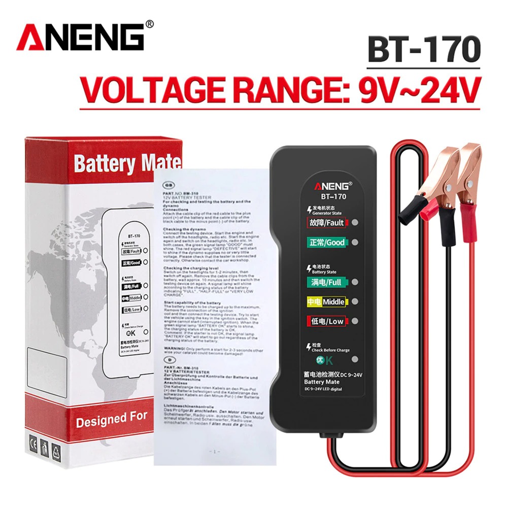 ANENG BT172 Tester Batteria Auto 12V - Analizzatore Carica Alternatore Con Display LCD E LED, Portatile