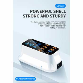 Gambar produk WIN HOW SOLUTION Charger USB Station Type C QC3.0 8 Port LED Display - YC-CDA19Q