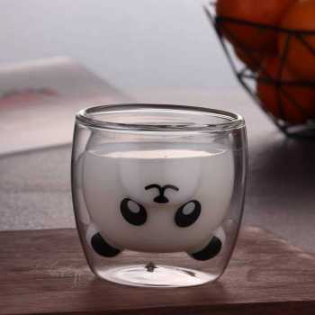 One Two Cups Cangkir Kopi Anti Panas Double Wall Glass Panda 230ml Panda - BGD1 - Transparent