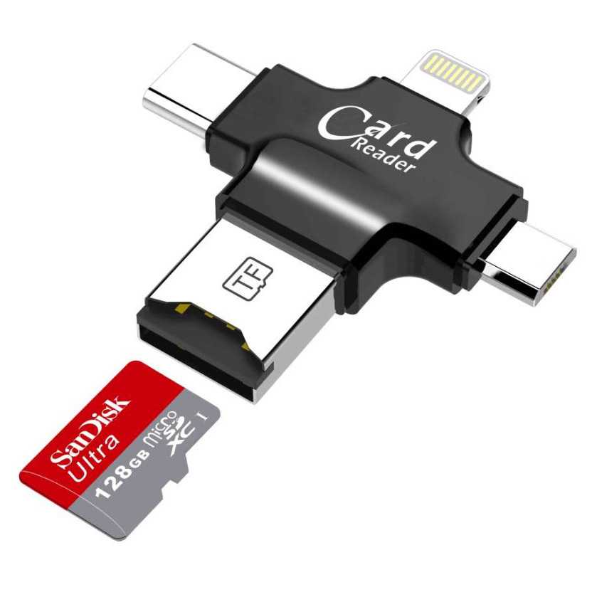 YDISK OTG Card Reader 4 in 1 Lightning + Micro USB + USB Type C