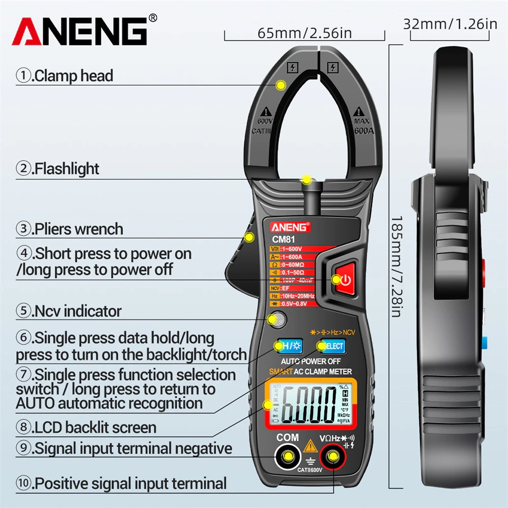 ANENG Digital Clamp Meter CM81 Red