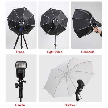 Gambar produk TaffSTUDIO Payung Studio Octagonal Softbox Reflektor Flash 65CM - KS65