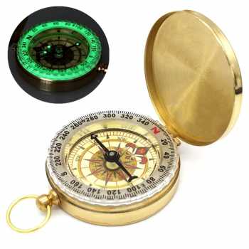 Gambar produk Happfist Kompas Vintage Pocket Portable Compass Luminous Light Copper - G50F