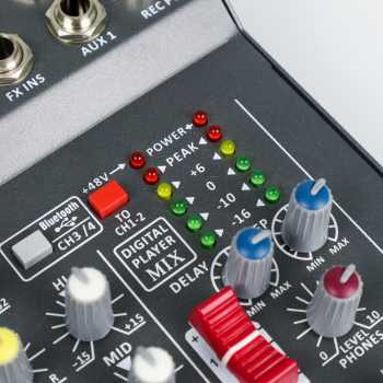Gambar produk LEORY Mini Portable Live Audio Mixer Karaoke DJ 4 Channel Bluetooth - LR4CB