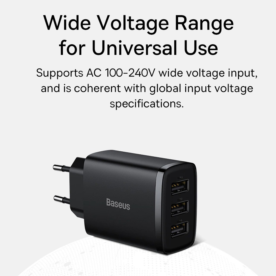 Gambar produk Baseus Compact Charger USB 3 Port 17 W - CCXJ020101