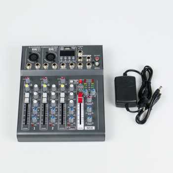 Gambar produk LEORY Mini Portable Live Audio Mixer Karaoke DJ 4 Channel Bluetooth - LR4CB