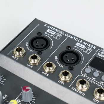 Gambar produk LEORY Mini Portable Live Audio Mixer Karaoke DJ 4 Channel Bluetooth - LR4CB