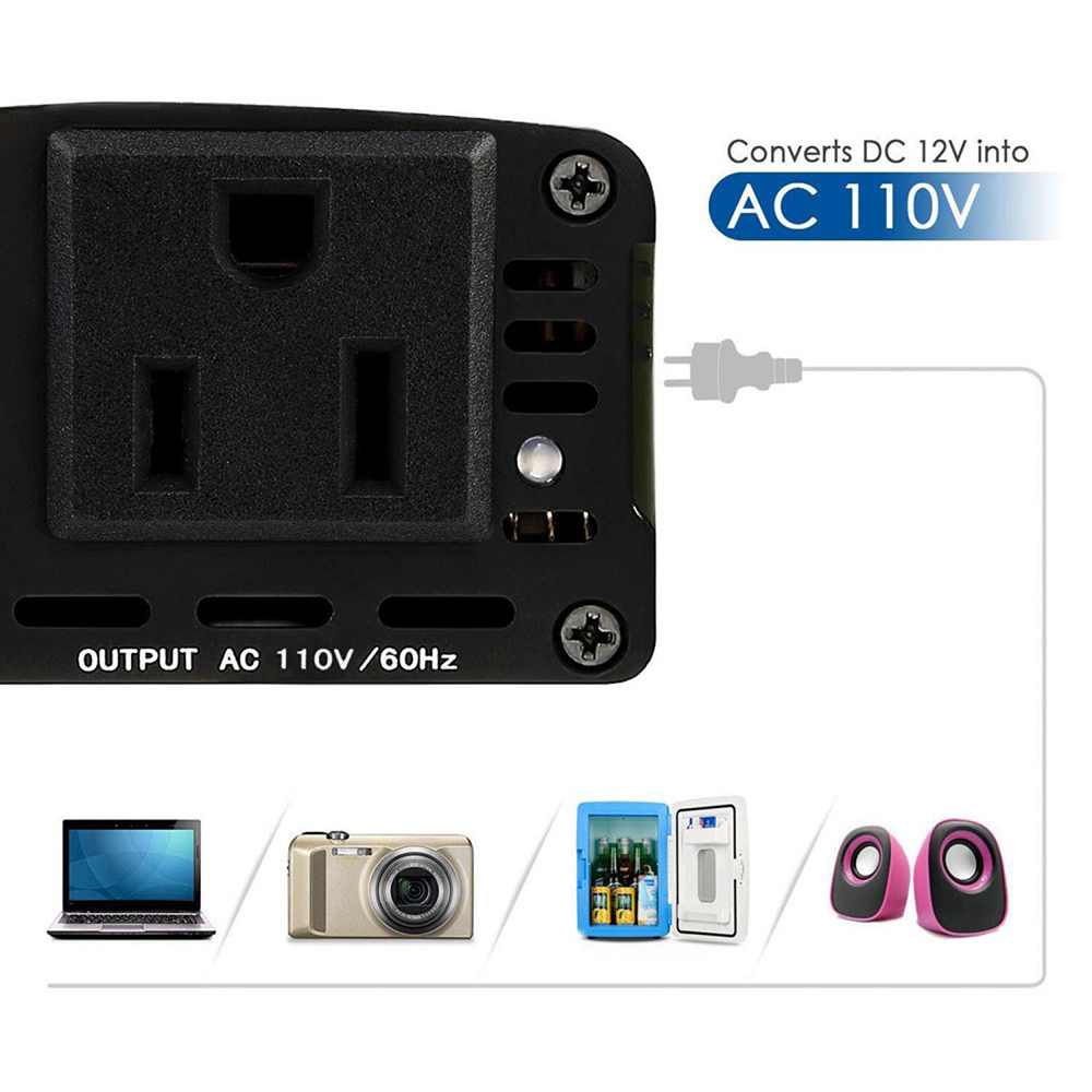 Taffware Power Inverter Mobil 12V to 220V 150W dengan 2 USB Port - PI ...