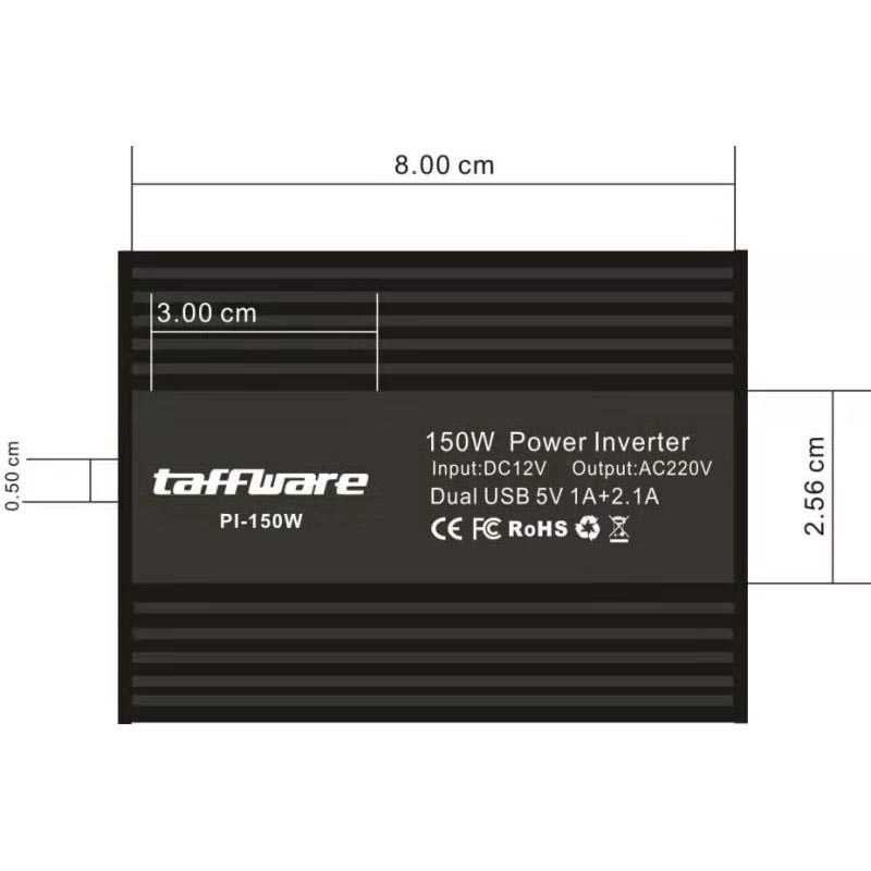 Taffware Power Inverter Mobil 12V to 220V 150W dengan 2 USB Port - PI ...