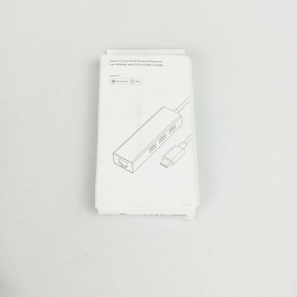 USB Type C Lan Adaptor with 3 Port USB Hub SYZDLAN100+U2 White
