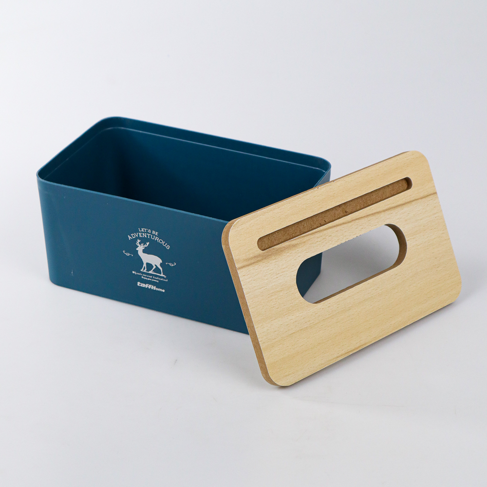 Gambar produk TaffHOME Kotak Tisu Kayu Tissue Box dengan Holder Smartphone - ZJ008
