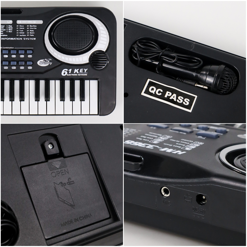 Toddi Organ Piano Digital Electronic Keyboard 61 Keys MQ6106 Black