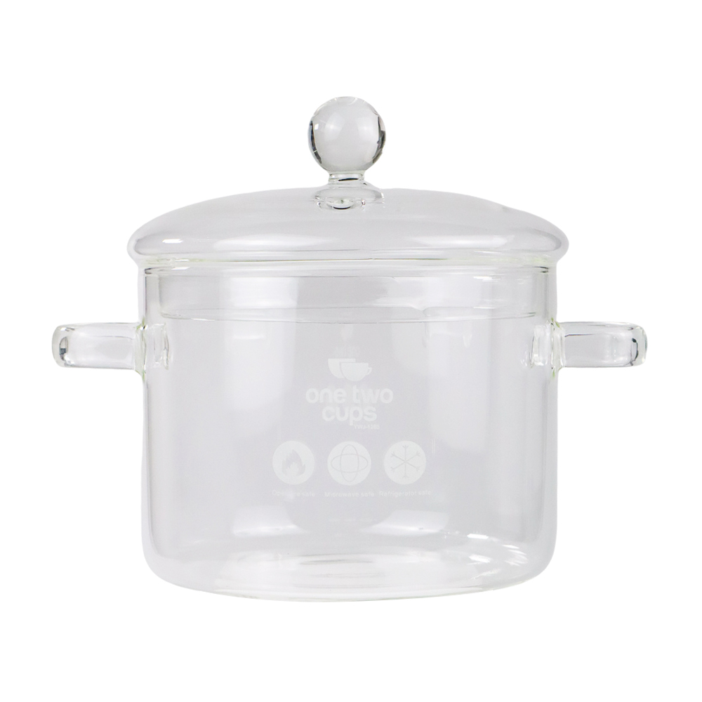 One Two Cups Panci Kaca Glass Cooking Pot Borosilicate Tahan Panas Api 16cm - YWJ-1265 Gambar produk One Two Cups Panci Kaca Glass Cooking Pot Borosilicate Tahan Panas Api 16cm - YWJ-1265