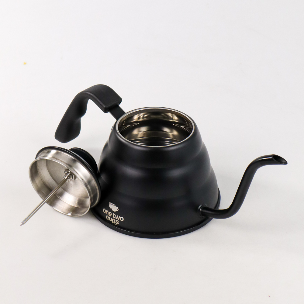 One Two Cups Teko Kopi Maker Pot Drip Kettle with Thermometer 955 ml KE4012 Black