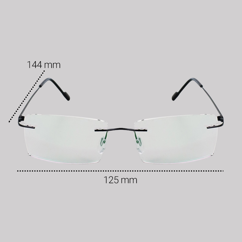 FONEX Frame Kacamata Frameless Titanium Ultra Light JHY295 Black