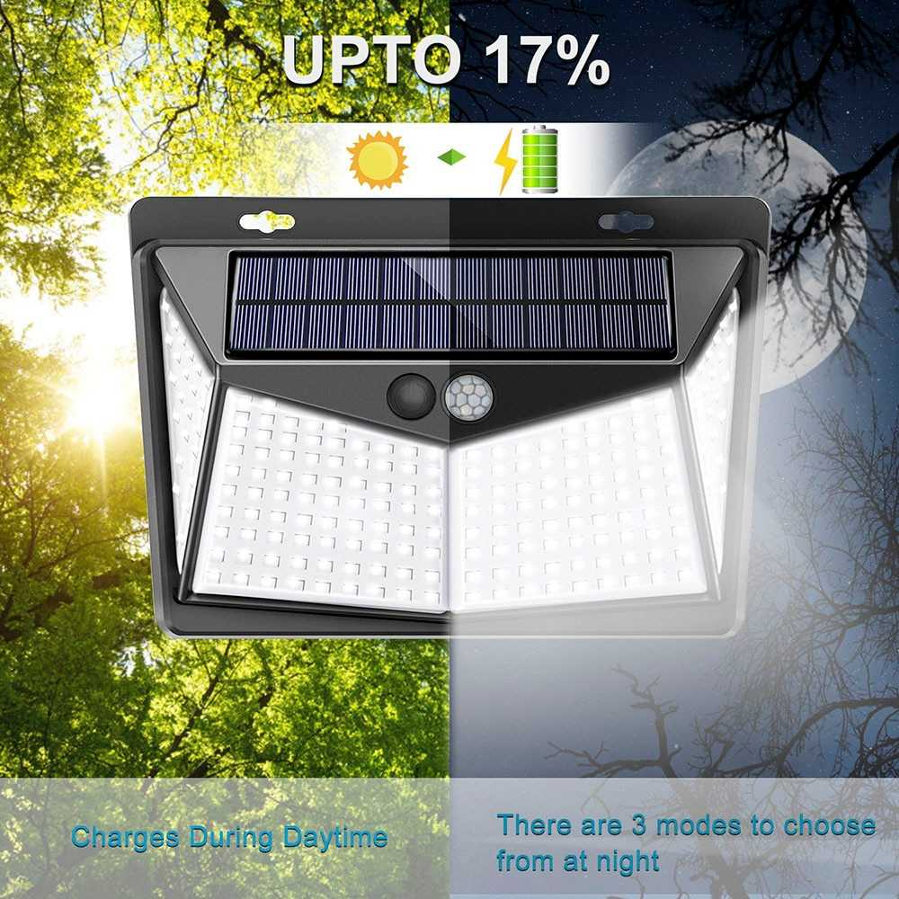 Gambar produk AMARYLLIS Lampu Dinding Solar Sensor Outdoor Waterproof Cool White 208 LED - 1999XYX