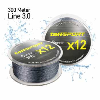 TaffSPORT Senar Tali Benang Pancing Fishing Line Super PE Braided 300M 3.0 - X12 - Gray