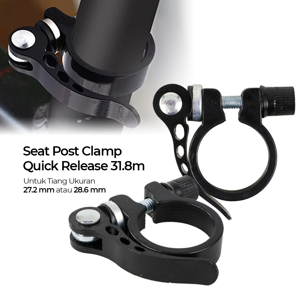 28.6mm Black Aluminum Bicycle Seatpost Clamp – Quick Release Lever