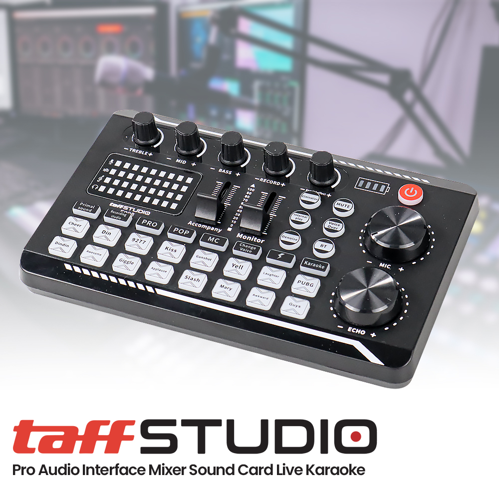 TaffSTUDIO Pro Audio Bluetooth Mixer Sound Card Live Broadcast Karaoke